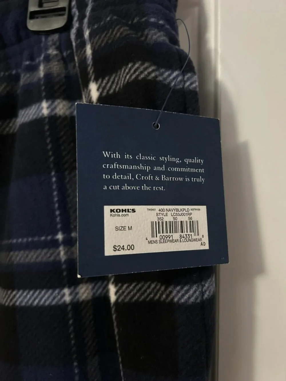 Men's Croft & Barrow Fleece Pajama Pants MENS MEDIUM **NWT**